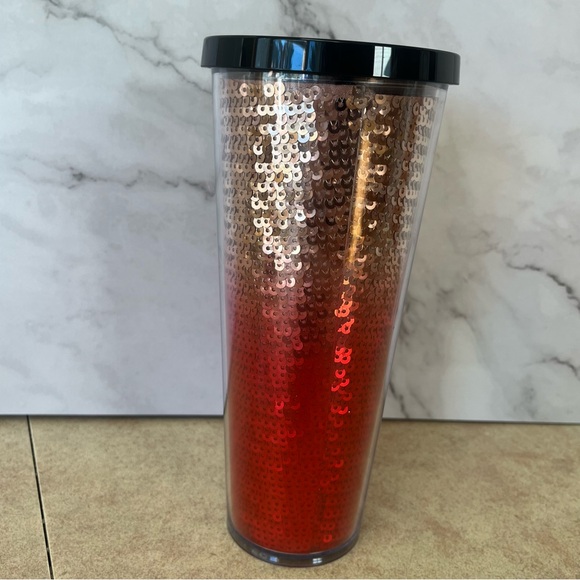 Starbucks 2018 Red Silver Ombre Sequin Acrylic Tumbler - Picture 2 of 6